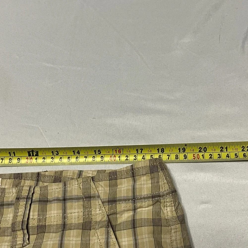 Y2K Aeropostale Plaid Cargo Shorts Mens Size 36 Beige Baggy Skater Preppy Surf